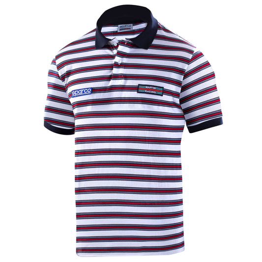 01396 New 2023 Sparco Martini Racing Mens Polo Shirt Striped Design 100% Cotton