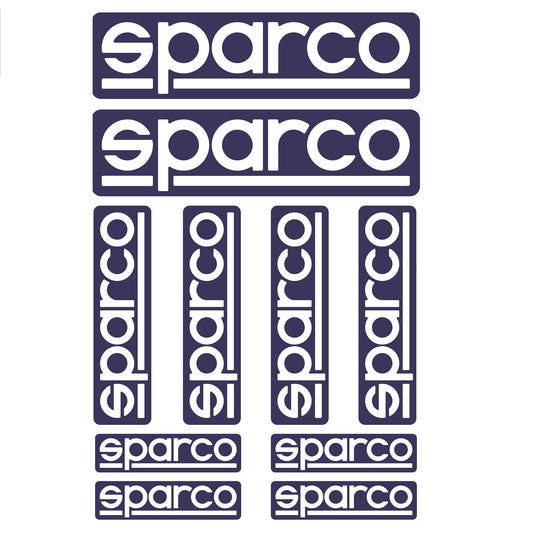 Sparco Motorsport Sticker Pack Race Rally with 10 Decals Mixed Sizes Blue/White