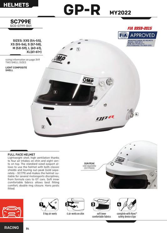 SC799E OMP GP-R Race Helmet