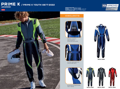 Sparco PRIME K Karting Suit K46 Advanced Kart Overalls FIA 8877-2022 Approved