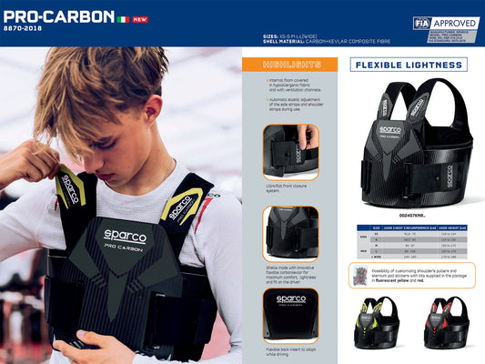 Sparco PRO CARBON Rib Protector Vest for Karting Go-Kart Racing FIA 8870-2018