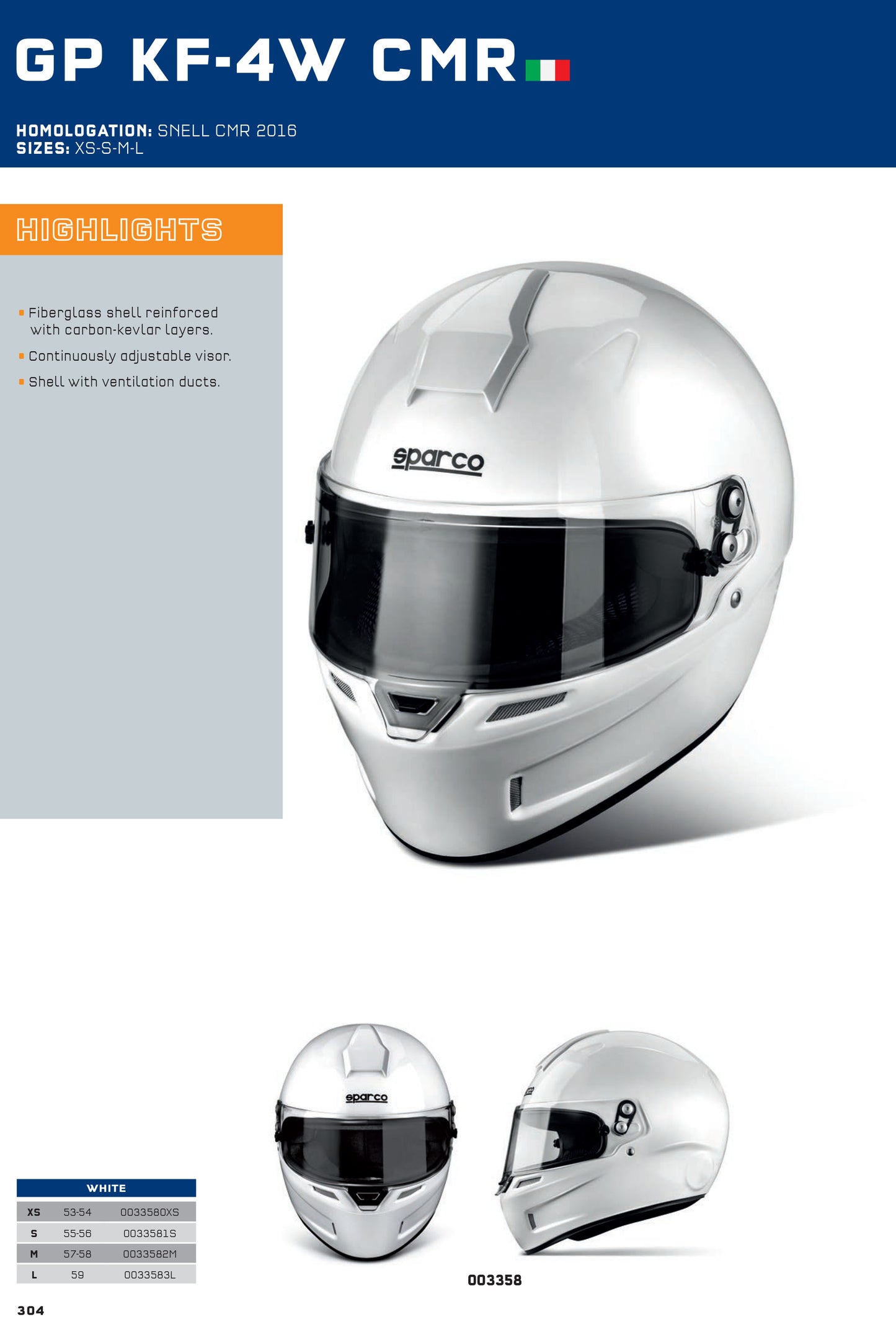 003358 Casque de Karting Sparco GP KF-4W-CMR