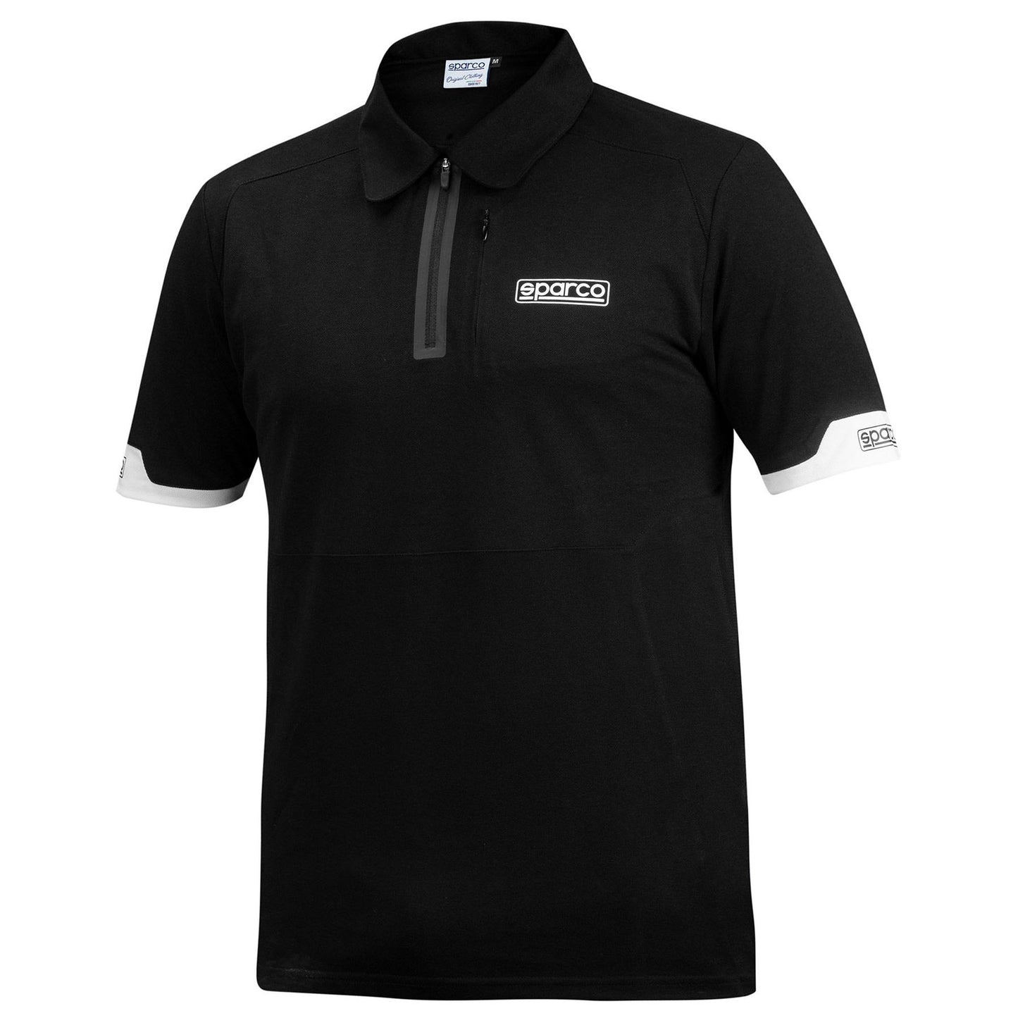 Sparco Racing Mens Polo Shirt with Zip Stretch Polyester Teamwear Leisurewear