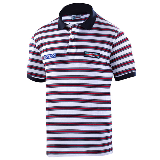 Sparco Martini Racing Polo Shirt Striped Design 100% Cotton Mens Sizes S-XXL