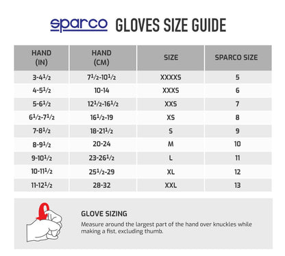 00286 Sparco Tide Kart Gloves Karting Pre-curved HTX 3D Fabric & Touch-S Design