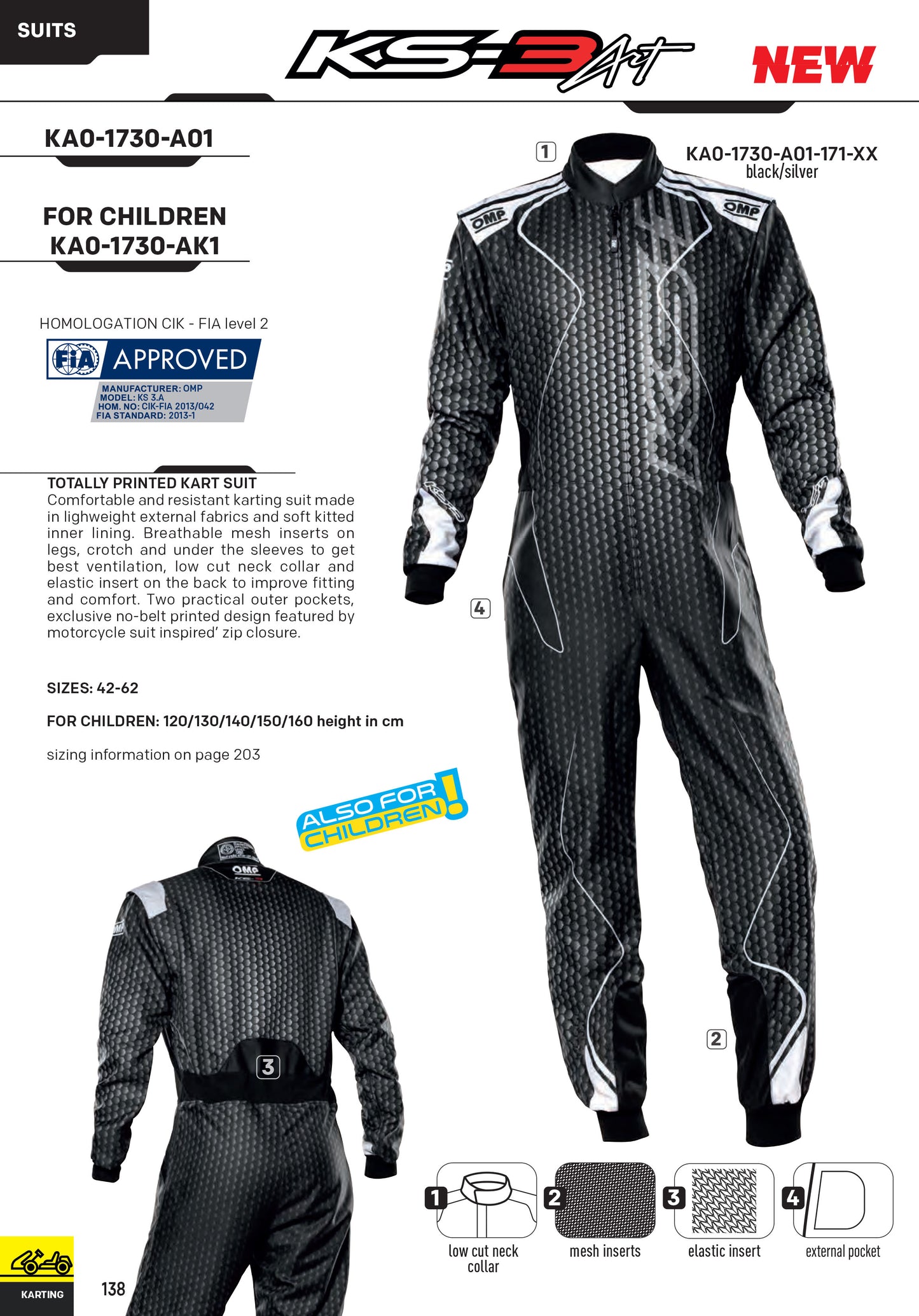 Nouveau! Combinaison Kart OMP KS-3 ART 2023 Karting Racing KS3 CIK-FIA Niveau 2