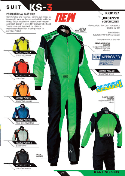 KK01727C OMP KS-3 KS3 Childrens Kart Suit