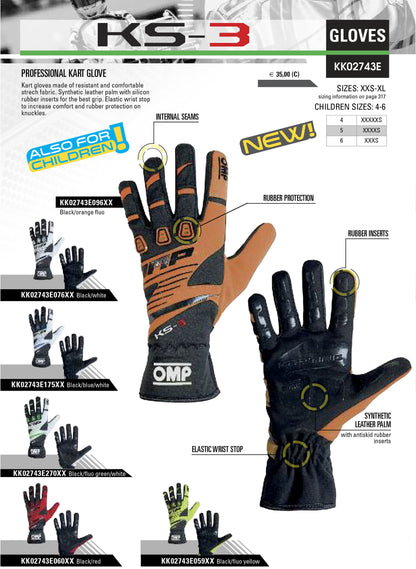 KK02743E OMP KS-3 KS3 Kart Gloves