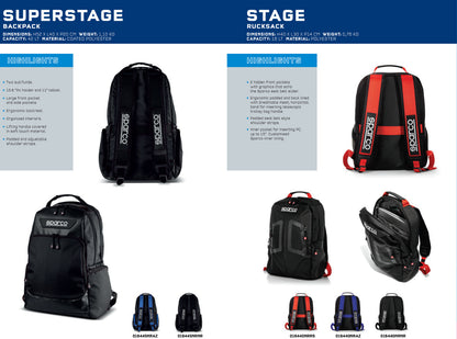 Sparco STAGE Racing Rucksack Backpack 16L for Motorsport Race Rally Equipment