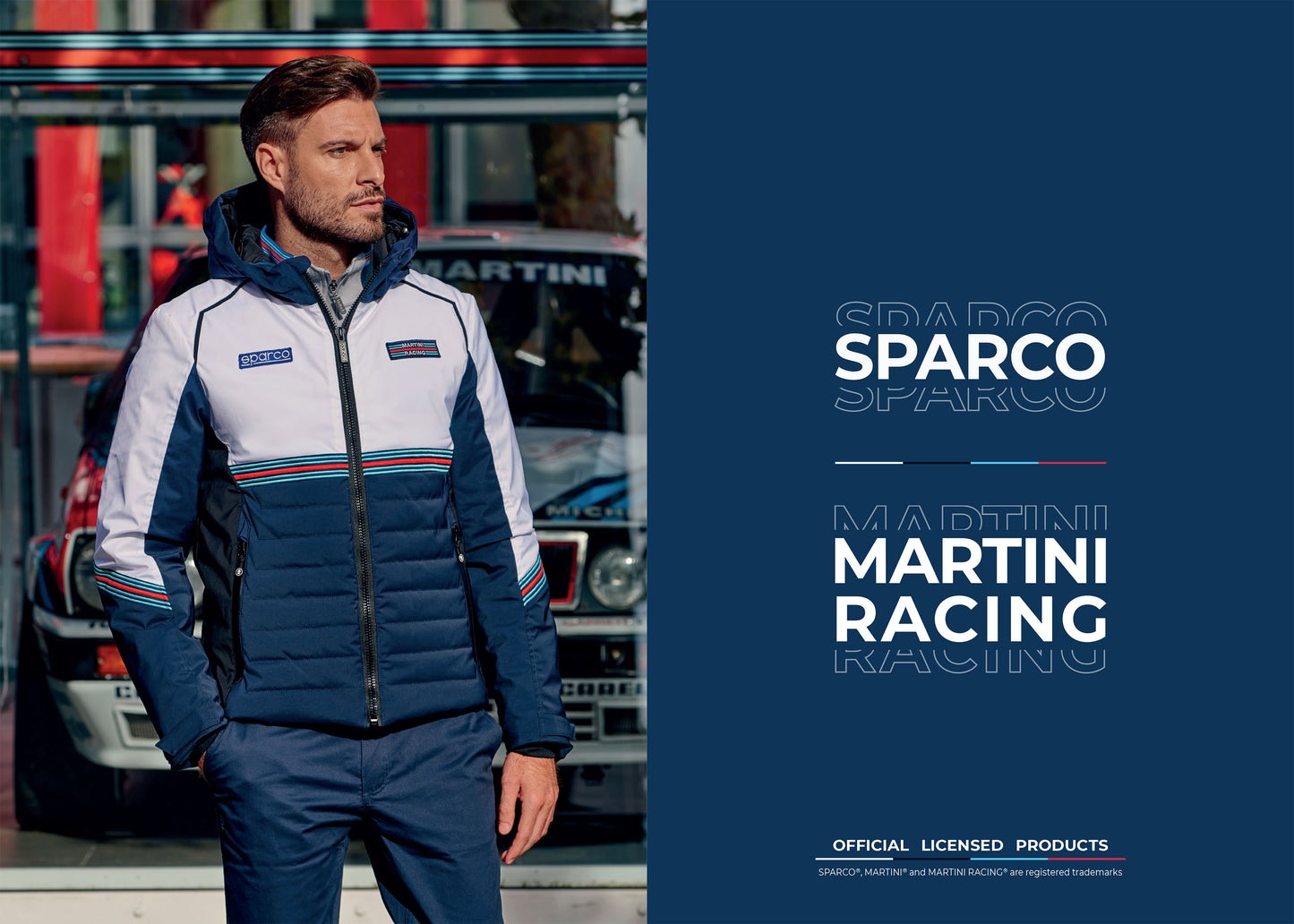 Sparco Martini Racing Flatbrim Cap Lancia Rally Team Navy Blue with 3D Logos