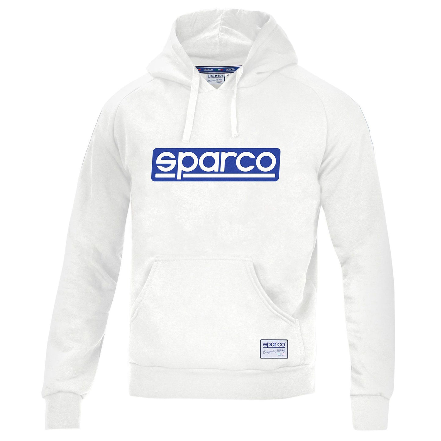 01318 Nouveau 2023 Original Sparco Classic Sweat à capuche pour homme blanc avec logo bleu