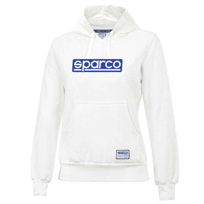 Sparco Ladies Hoodie Hoody Classic White with Blue Logo Womens Girls Sizes S-L