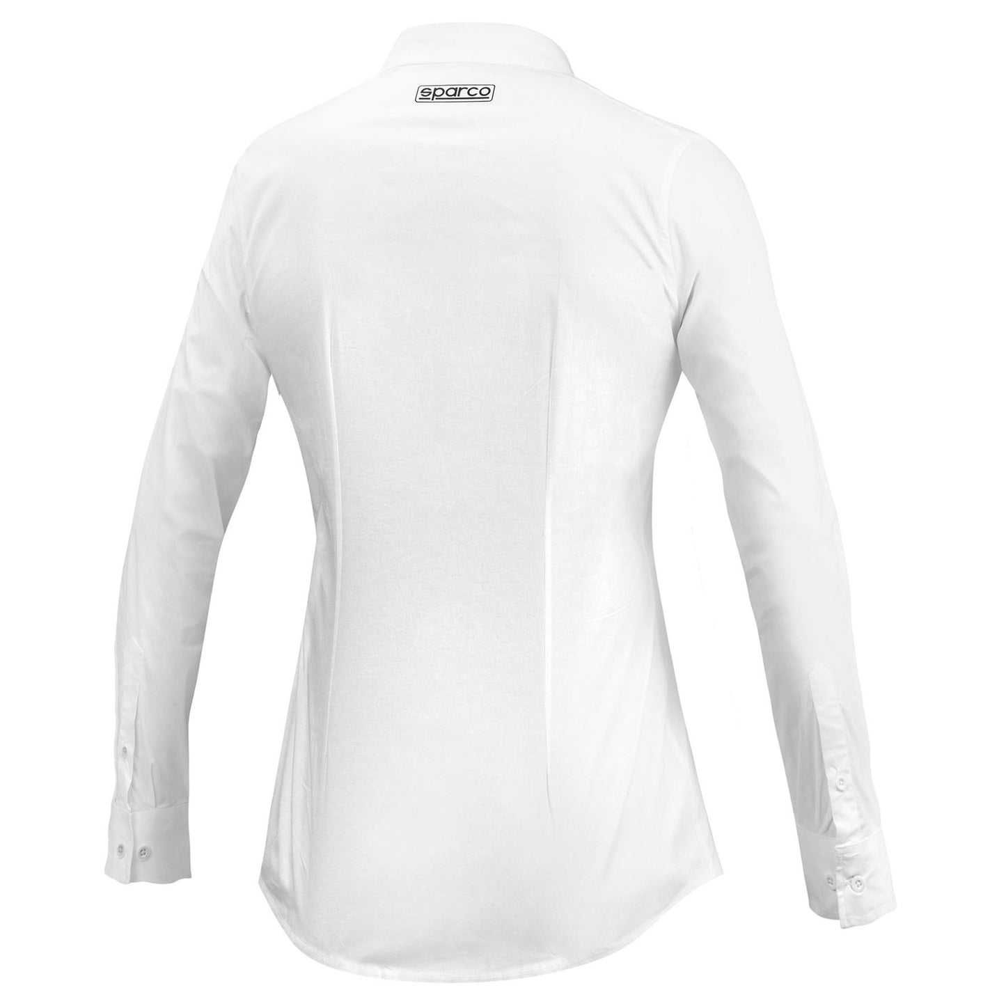 Sparco Racing Ladies Long Sleeve Shirt Full Collar White Cotton Womens Girls