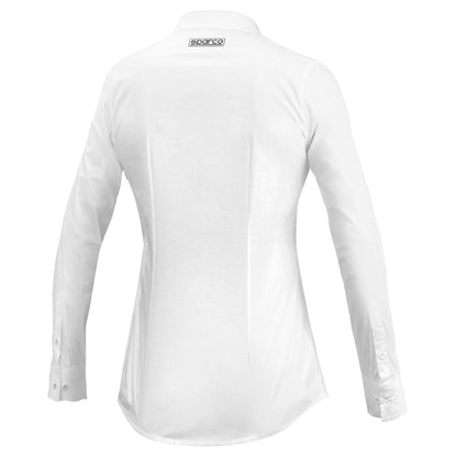 Sparco Racing Ladies Long Sleeve Shirt Full Collar White Cotton Womens Girls