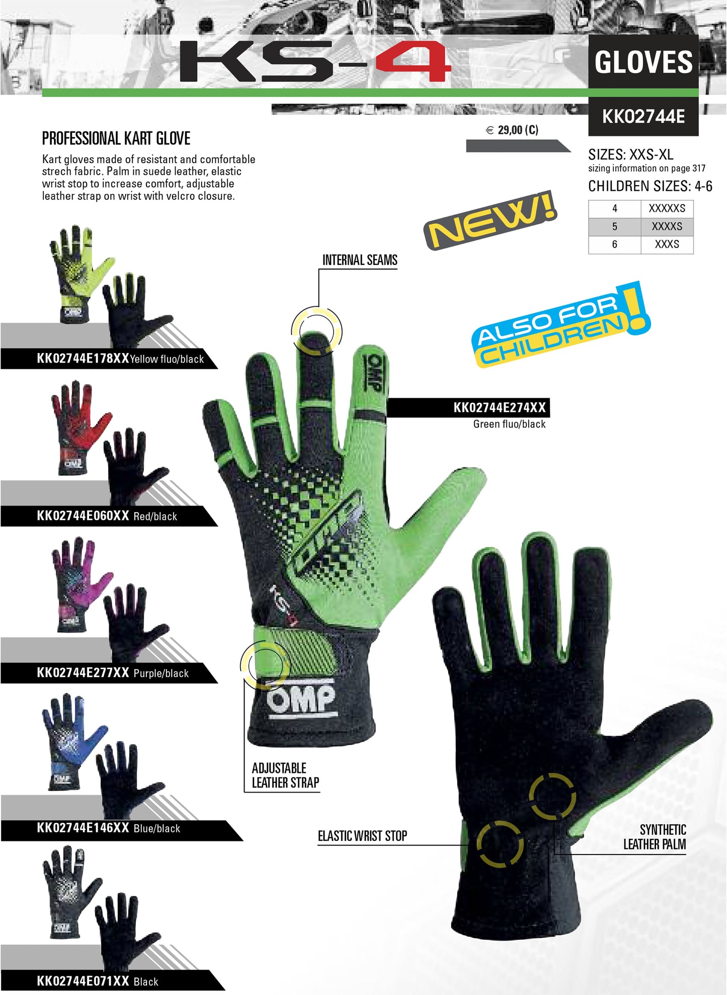 KK02744E OMP KS-4 KS4 Kart Gloves